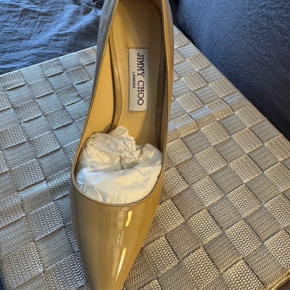 Jimmy Choo Nude Patent Leather Heels